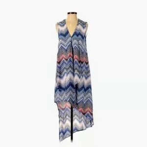 BCBG MaxAzria Tara Sleeveless Cascade Ruffle Dress In ZigZag Pattern